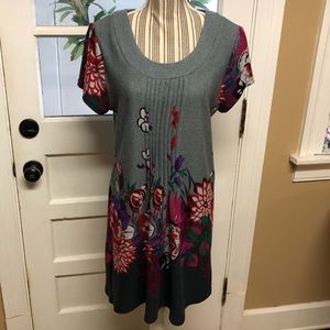 Funky People gray multi knit dress w/ floral print